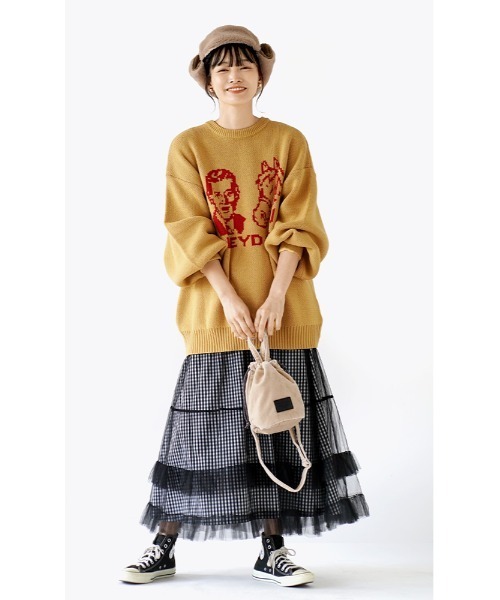 e-zakkamania stores(イーザッカマニアストアーズ)の「ポニー BIGジャガードニット(ニット/セーター・レディース・マスタード/ブラック・フリー)」の5枚目の写真