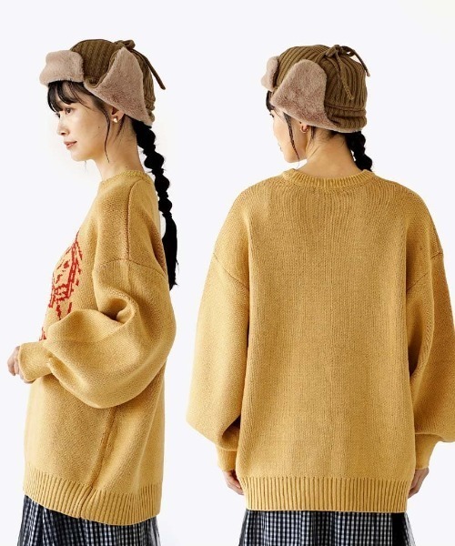 e-zakkamania stores(イーザッカマニアストアーズ)の「ポニー BIGジャガードニット(ニット/セーター・レディース・マスタード/ブラック・フリー)」の8枚目の写真