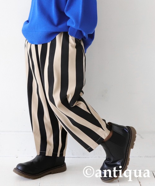 antiqua(アンティカ)の「ストライプ柄バルーンパンツ(その他パンツ・キッズ・ブラック・140/130/160/120/150)」の2枚目の写真