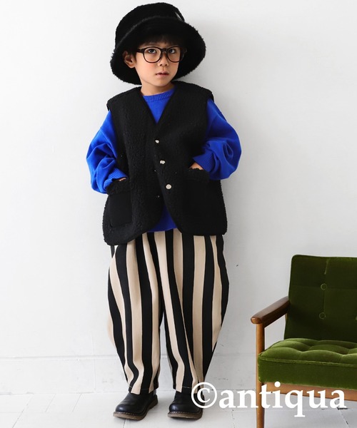 antiqua(アンティカ)の「ストライプ柄バルーンパンツ(その他パンツ・キッズ・ブラック・140/130/160/120/150)」の4枚目の写真