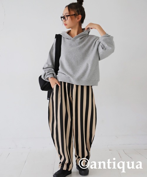 antiqua(アンティカ)の「ストライプ柄バルーンパンツ(その他パンツ・キッズ・ブラック・140/130/160/120/150)」の5枚目の写真