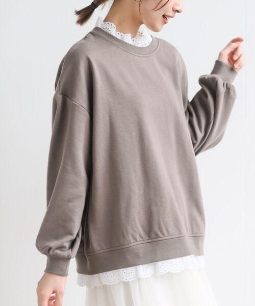 rps（アールピーエス）の「裏起毛レース付きプルオーバー（スウェット・レディース・ブラック/グレー/グレイッシュブルー/アイボリー/モカ・フリー）」の5枚目の写真