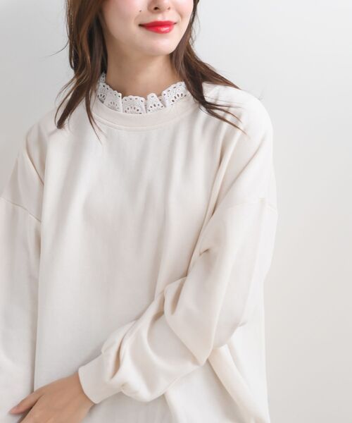 rps（アールピーエス）の「裏起毛レース付きプルオーバー（スウェット・レディース・ブラック/グレー/グレイッシュブルー/アイボリー/モカ・フリー）」の10枚目の写真