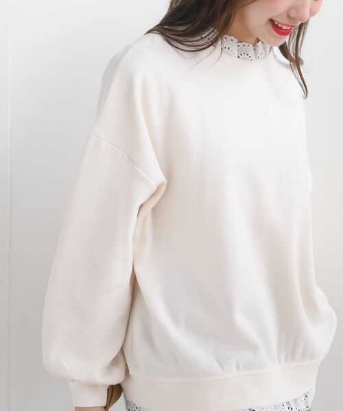 rps（アールピーエス）の「裏起毛レース付きプルオーバー（スウェット・レディース・ブラック/グレー/グレイッシュブルー/アイボリー/モカ・フリー）」の11枚目の写真