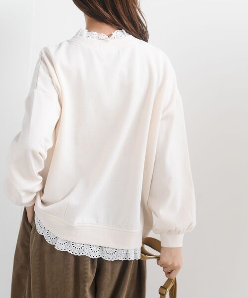 rps（アールピーエス）の「裏起毛レース付きプルオーバー（スウェット・レディース・ブラック/グレー/グレイッシュブルー/アイボリー/モカ・フリー）」の12枚目の写真