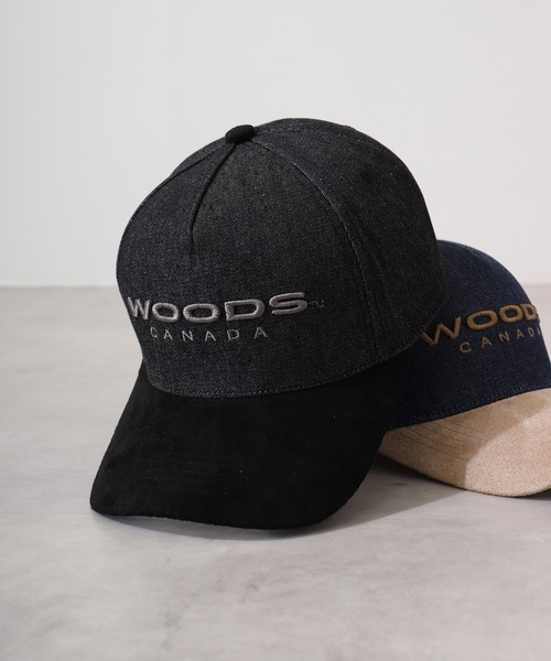 Woods（ウッズ）の「WOODS WOODSスウェードデニムコンビCAP（キャップ・メンズ・ブラック系1/ブラック/ネイビー・FREE）」の3枚目の写真