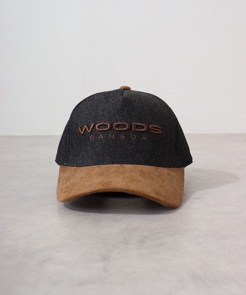 Woods（ウッズ）の「WOODS WOODSスウェードデニムコンビCAP（キャップ・メンズ・ブラック系1/ブラック/ネイビー・FREE）」の2枚目の写真