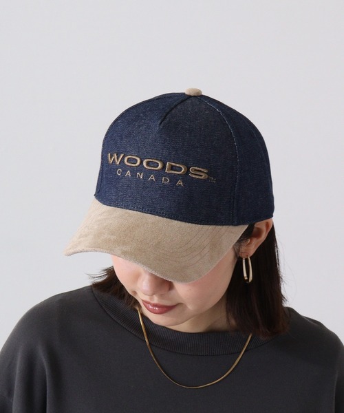 Woods（ウッズ）の「WOODS WOODSスウェードデニムコンビCAP（キャップ・メンズ・ブラック系1/ブラック/ネイビー・FREE）」の6枚目の写真
