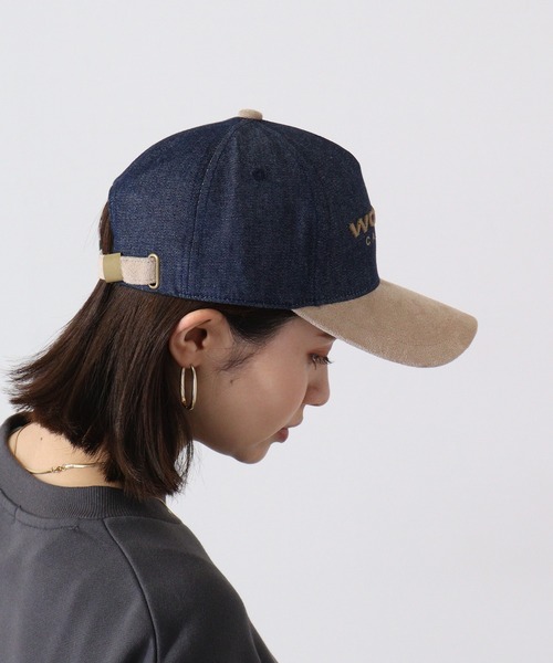 Woods（ウッズ）の「WOODS WOODSスウェードデニムコンビCAP（キャップ・メンズ・ブラック系1/ブラック/ネイビー・FREE）」の5枚目の写真