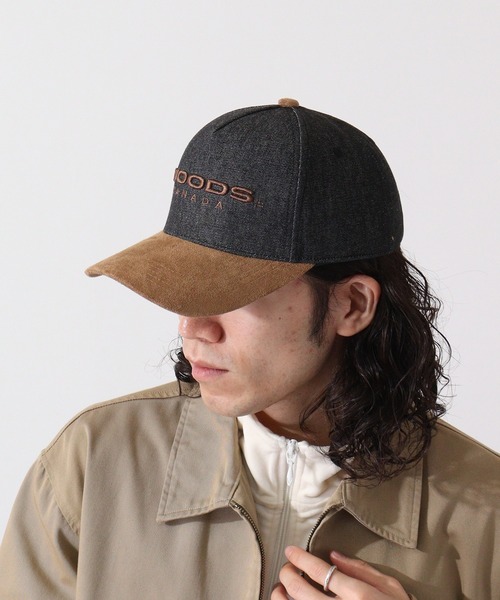 Woods（ウッズ）の「WOODS WOODSスウェードデニムコンビCAP（キャップ・メンズ・ブラック系1/ブラック/ネイビー・FREE）」の8枚目の写真