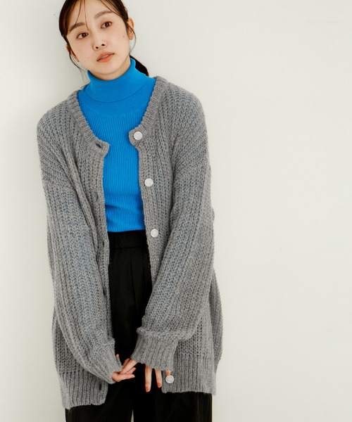 le cercle ADAM ET ROPE'(ルセルクルアダムエロペ)の「モヘヤライクルーズカーディガン(カーディガン/ボレロ・レディース・オレンジ系その他/ライトグレー/オレンジ系その他4/サックスブルー・FREE)」の2枚目の写真