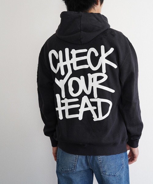 NIRVANA(ニルヴァーナ)の「【THRIFTY LOOK スリフティールック】WORN-OUT BAND HOODIE パーカー(パーカー・メンズ・ブラック/ライトグリーン/ブラウン/グレー/グリーン/オリーブ・X-LARGE/LARGE/XX-LARGE)」の2枚目の写真