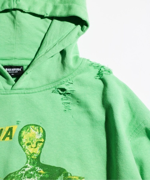 NIRVANA(ニルヴァーナ)の「【THRIFTY LOOK スリフティールック】WORN-OUT BAND HOODIE パーカー(パーカー・メンズ・ブラック/ライトグリーン/ブラウン/グレー/グリーン/オリーブ・X-LARGE/LARGE/XX-LARGE)」の9枚目の写真