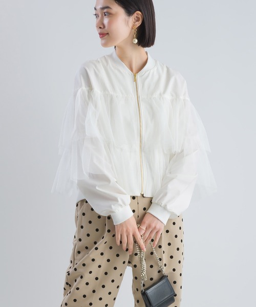 PICCIN（ピッチン）の「ティアードチュールブルゾン（ブルゾン・レディース・オフホワイト/ブラック・M）」の10枚目の写真