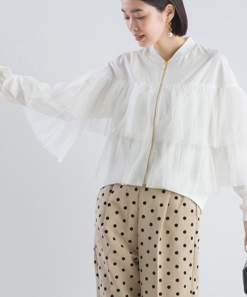 PICCIN（ピッチン）の「ティアードチュールブルゾン（ブルゾン・レディース・オフホワイト/ブラック・M）」の12枚目の写真