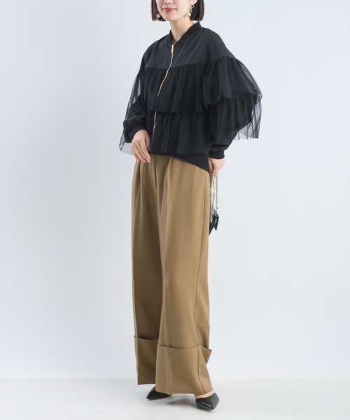 PICCIN（ピッチン）の「ティアードチュールブルゾン（ブルゾン・レディース・オフホワイト/ブラック・M）」の6枚目の写真