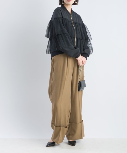 PICCIN（ピッチン）の「ティアードチュールブルゾン（ブルゾン・レディース・オフホワイト/ブラック・M）」の9枚目の写真