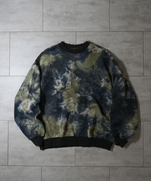 タイダイ 裏毛 ダメージ加工 クルーネック/トレーナー/スウェット/プル