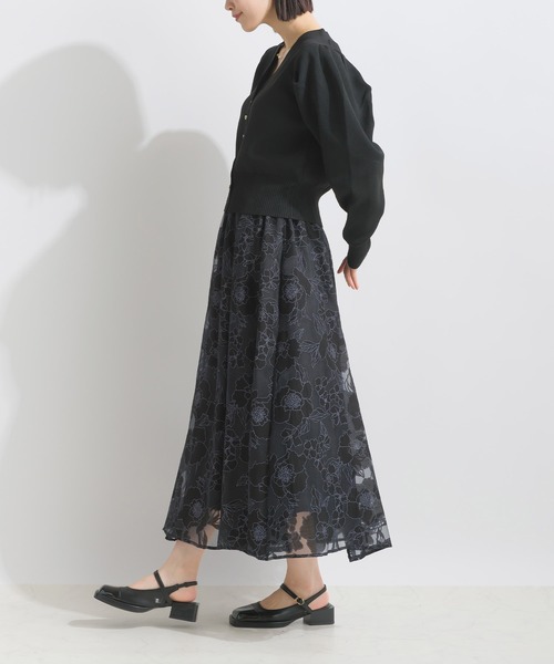 PICCIN（ピッチン）の「ジャガードオーガンジーパネルギャザースカート（スカート・レディース・ブラック/アイボリー・M）」の15枚目の写真