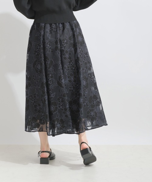 PICCIN（ピッチン）の「ジャガードオーガンジーパネルギャザースカート（スカート・レディース・ブラック/アイボリー・M）」の12枚目の写真