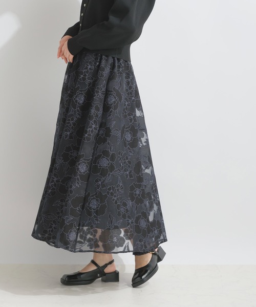 PICCIN（ピッチン）の「ジャガードオーガンジーパネルギャザースカート（スカート・レディース・ブラック/アイボリー・M）」の11枚目の写真