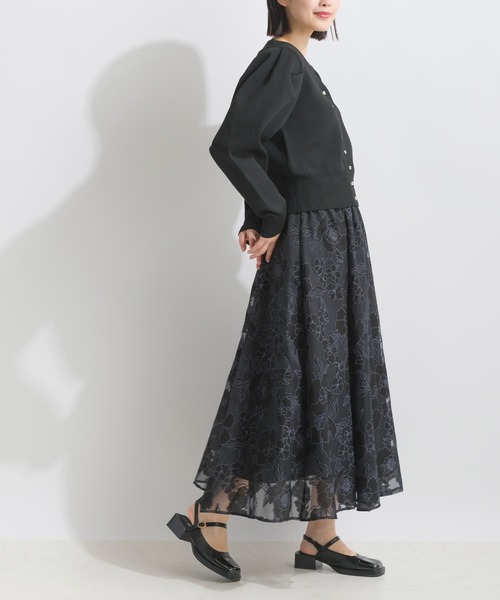 PICCIN（ピッチン）の「ジャガードオーガンジーパネルギャザースカート（スカート・レディース・ブラック/アイボリー・M）」の17枚目の写真