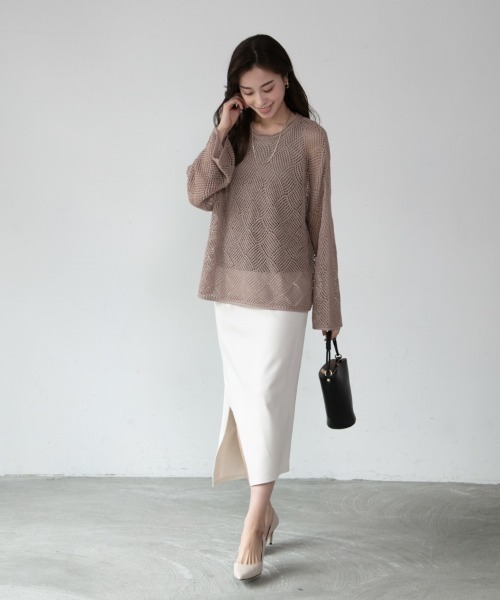 M.deux（エムドゥ）の「◎メッシュニット◎（ニット/セーター・レディース・ブラック/グレイッシュベージュ・MEDIUM）」の13枚目の写真