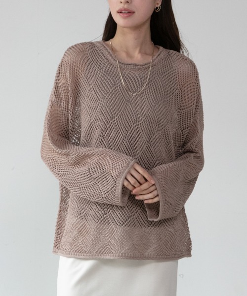 M.deux（エムドゥ）の「◎メッシュニット◎（ニット/セーター・レディース・ブラック/グレイッシュベージュ・MEDIUM）」の11枚目の写真