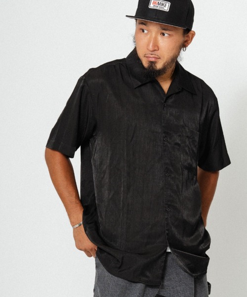 BIG MIKE（ビッグマイク）の「BIG MIKE ビッグマイク / レーヨン ミックス  オープンカラー半袖シャツ 102425540（シャツ/ブラウス・メンズ・ピンク/マスタード/オリーブ/ブラック・MEDIUM/LARGE/X-LARGE）」の9枚目の写真