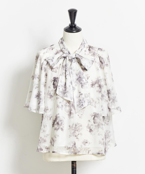 NOELA（ノエラ）の「フィルムカットジャガードブラウス（シャツ/ブラウス・レディース・ブラック/グレー/オフホワイト・フリー）」の7枚目の写真