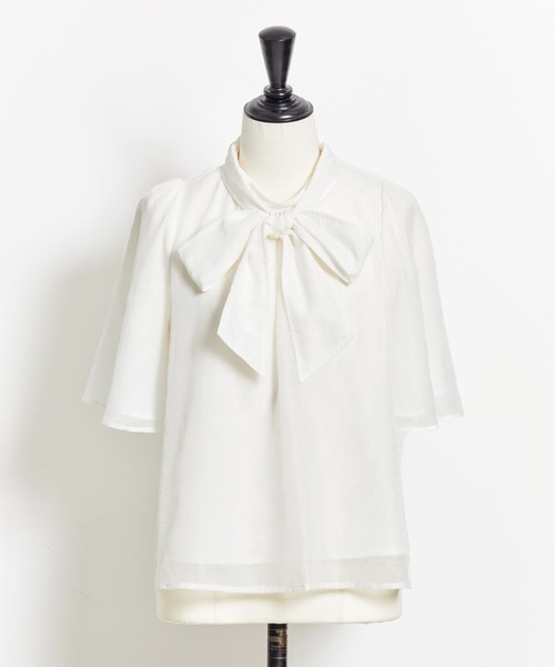 NOELA（ノエラ）の「フィルムカットジャガードブラウス（シャツ/ブラウス・レディース・ブラック/グレー/オフホワイト・フリー）」の5枚目の写真