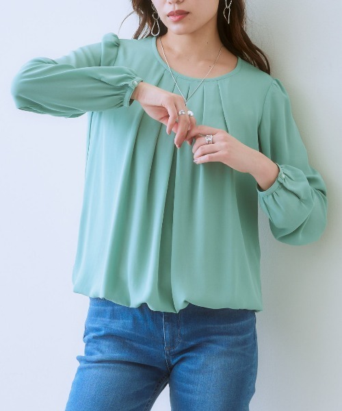 SMILE LAND(スマイルランド)の「大きいサイズ タックバルーンブラウス(吸汗速乾裏地付)(シャツ/ブラウス・レディース・ブラック/カーキ系・LL/3L/4L/5L/L)」の17枚目の写真