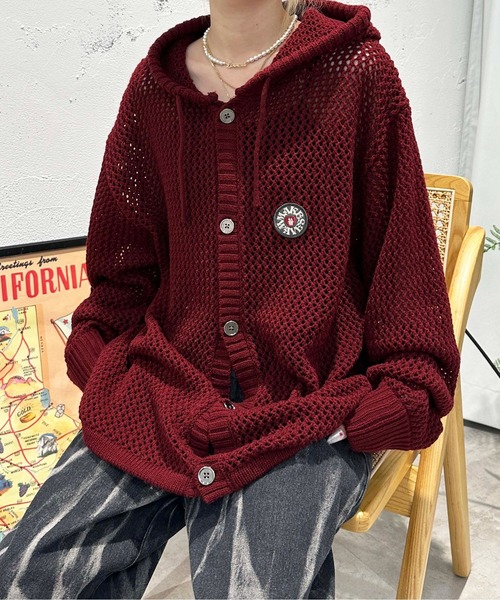 sedacle(セダクル)の「メッシュニットパーカー(パーカー・メンズ・ブラック/ボルドー/アイボリー/ブラウン・SMALL/MEDIUM/LARGE)」の4枚目の写真