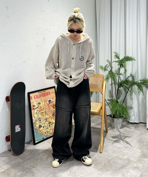sedacle(セダクル)の「メッシュニットパーカー(パーカー・メンズ・ブラック/ボルドー/アイボリー/ブラウン・SMALL/MEDIUM/LARGE)」の6枚目の写真