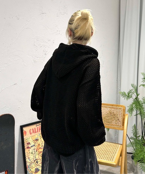 sedacle(セダクル)の「メッシュニットパーカー(パーカー・メンズ・ブラック/ボルドー/アイボリー/ブラウン・SMALL/MEDIUM/LARGE)」の10枚目の写真