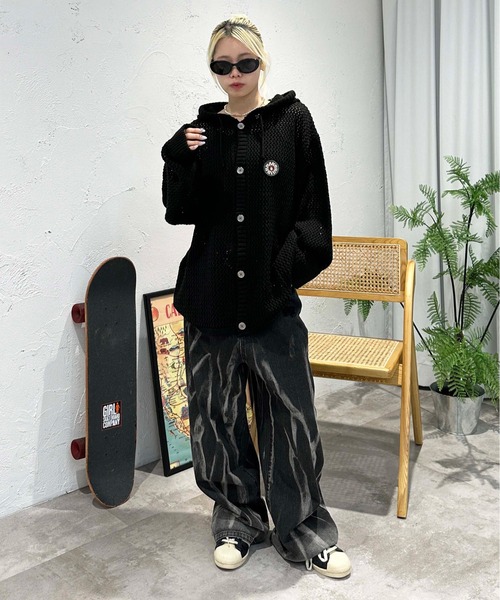 sedacle(セダクル)の「メッシュニットパーカー(パーカー・メンズ・ブラック/ボルドー/アイボリー/ブラウン・SMALL/MEDIUM/LARGE)」の11枚目の写真