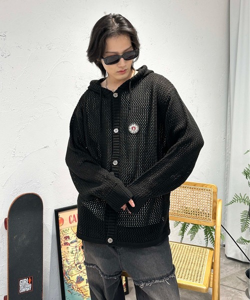 sedacle(セダクル)の「メッシュニットパーカー(パーカー・メンズ・ブラック/ボルドー/アイボリー/ブラウン・SMALL/MEDIUM/LARGE)」の14枚目の写真