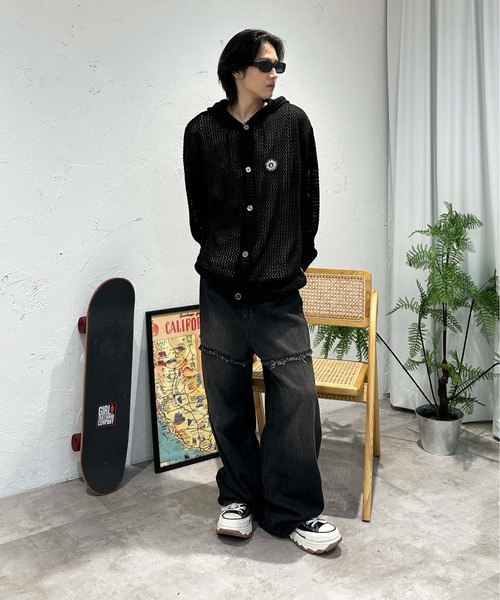 sedacle(セダクル)の「メッシュニットパーカー(パーカー・メンズ・ブラック/ボルドー/アイボリー/ブラウン・SMALL/MEDIUM/LARGE)」の15枚目の写真