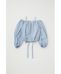 M_ | オーガニックコットンタイプライター使用 オフショルダーで着られるギャザーブラウス(シャツ/ブラウス)