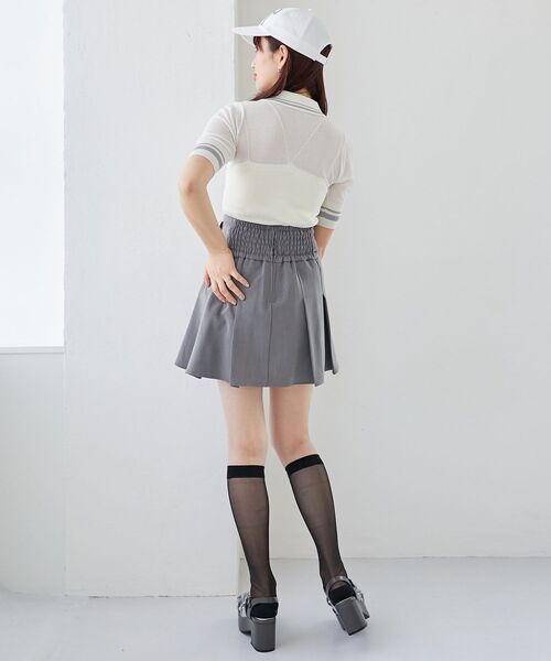 MAJESTIC LEGON（マジェスティックレゴン）の「シャイニーシアーポロニット（ポロシャツ・レディース・オフホワイト/ブラック/ピンク・MEDIUM）」の16枚目の写真