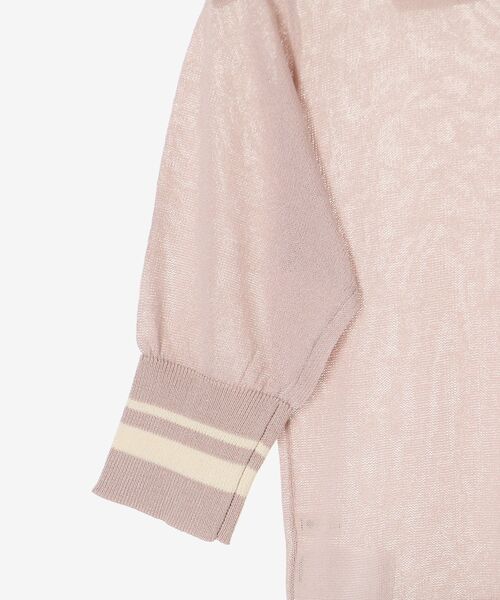 MAJESTIC LEGON（マジェスティックレゴン）の「シャイニーシアーポロニット（ポロシャツ・レディース・オフホワイト/ブラック/ピンク・MEDIUM）」の5枚目の写真