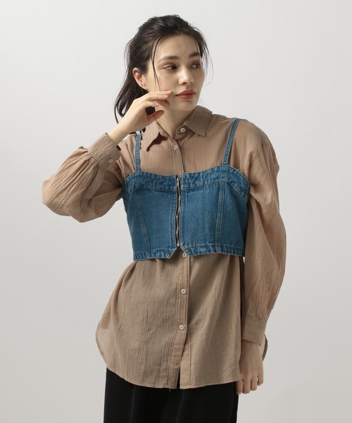 BAYFLOW（ベイフロー）の「コットンシアーシャツ（シャツ/ブラウス・レディース・イエロー系/ブラウン/オフホワイト/ブルー/ホワイト系/ネイビー/カーキ/イエロー・FREE）」の15枚目の写真