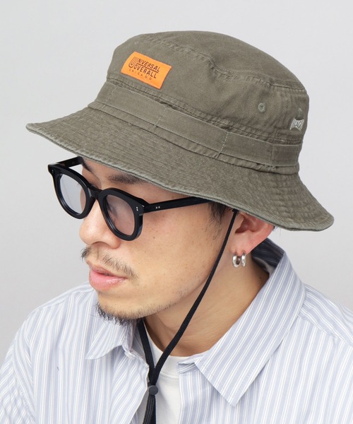 UNIVERSAL OVERALL（ユニバーサルオーバーオール）の「オレンジネームタグ ヴィンテージツイル サファリハット（ハット・メンズ・ブラック/カーキ・FREE）」の2枚目の写真