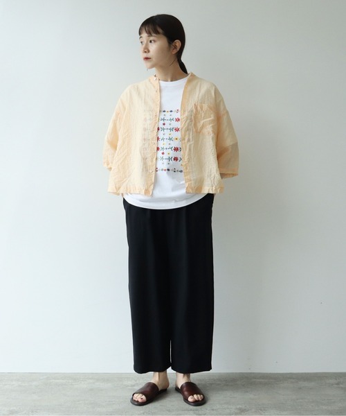yuni キャッチワッシャーショートシャツ　グリーン AMBIDEX Store ○120/2コットンナイロン キャッチワッシャー