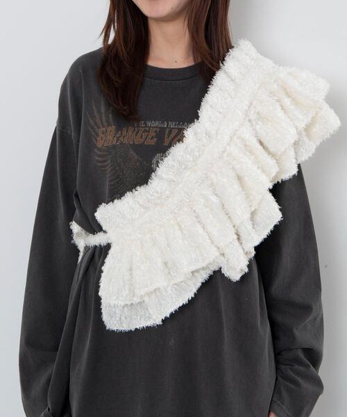 WEGO（ウィゴー）の「WEGO/シャギーマルチWAY付けフリル（付け襟・レディース・ブラック/オフホワイト・FREE）」の3枚目の写真