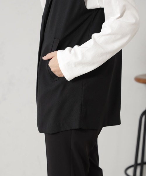 FOUND GOOD(ファウンドグッド)の「ジョーゼットテーラーベスト(テーラードジャケット・レディース・ブラック/ベージュ・S/M/L)」の5枚目の写真