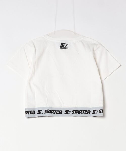 STARTER（スターター）の「STARTER / スターター 裾ニットテープ チビTee / ショート丈 Tシャツ ちびTシャツ（Tシャツ/カットソー・レディース・ホワイト/ブラック・L/M）」の4枚目の写真