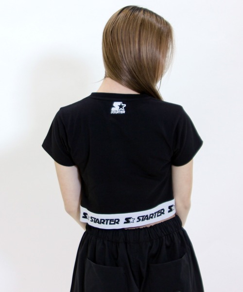 STARTER（スターター）の「STARTER / スターター 裾ニットテープ チビTee / ショート丈 Tシャツ ちびTシャツ（Tシャツ/カットソー・レディース・ホワイト/ブラック・L/M）」の19枚目の写真