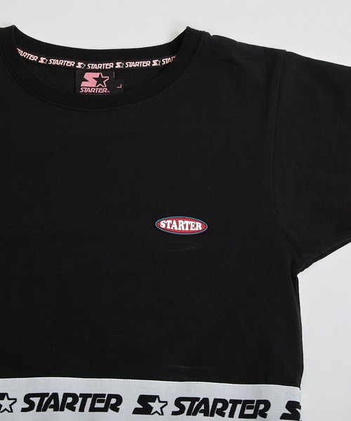 STARTER（スターター）の「STARTER / スターター 裾ニットテープ チビTee / ショート丈 Tシャツ ちびTシャツ（Tシャツ/カットソー・レディース・ホワイト/ブラック・L/M）」の13枚目の写真