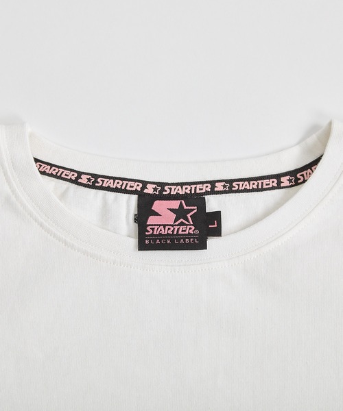 STARTER（スターター）の「STARTER / スターター 裾ニットテープ チビTee / ショート丈 Tシャツ ちびTシャツ（Tシャツ/カットソー・レディース・ホワイト/ブラック・L/M）」の5枚目の写真